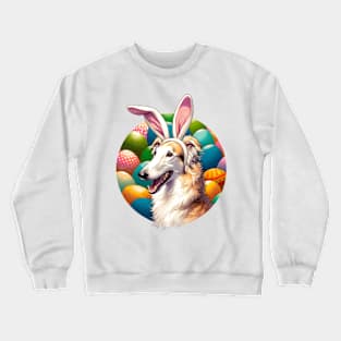 Borzoi with Bunny Ears Celebrates Easter in Style Crewneck Sweatshirt